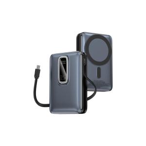 Deluxse DP020 10000MAH Magsafe Uyumlu Manyetik Kablosuz Powerbank 22.5W Pd Hızlı Şarj | Dahili Type-C Kablo | LED Ekran